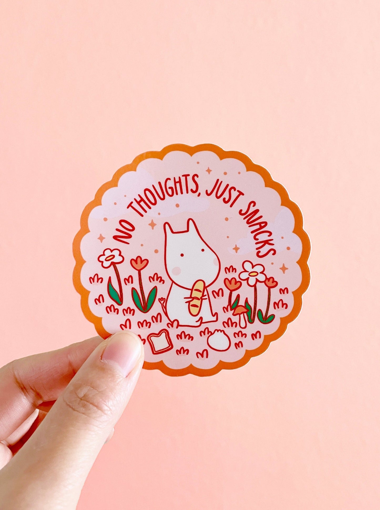 No Thoughts, Just Snacks Vinyl Sticker