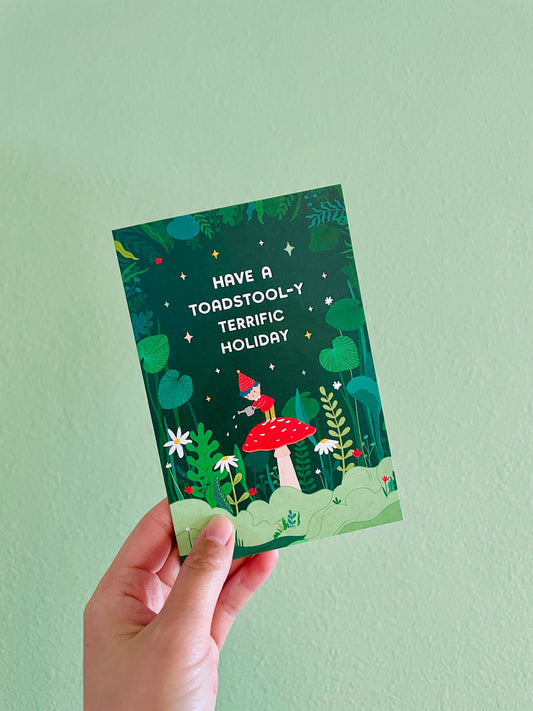 Toadstool-y Terrific Holiday Greeting Card