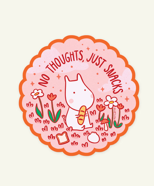 No Thoughts, Just Snacks Vinyl Sticker
